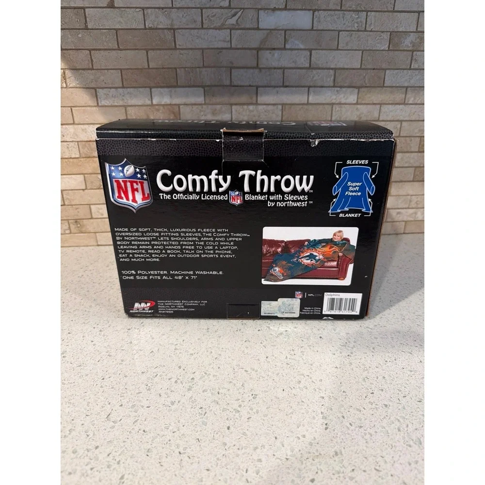 Miami Dolphins NFL Huddler‎ Fleece Throw with Sleeves Northwest